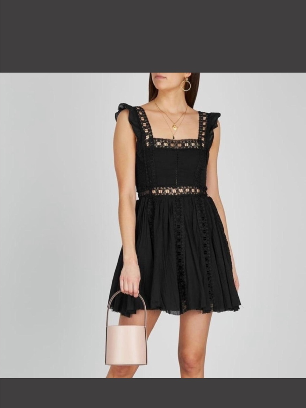 Free People FP one small Black Crochet Mini Dress